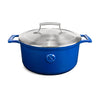 Saveur Selects Série Voyage - Cocotte en Fonte - 25 cm - Avec Couvercle Léger Double Paroi - Bleu Classique - Convient à l'Induction - Sans PFAS - Garantie à Vie