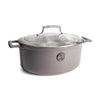 Saveur Selects Série Voyage - Casserole Ovale - 30cm - Avec Couvercle Léger Double Paroi - Casserole En Fonte - Gris - Adapté À L'Induction - Sans PFAS - Garantie À Vie